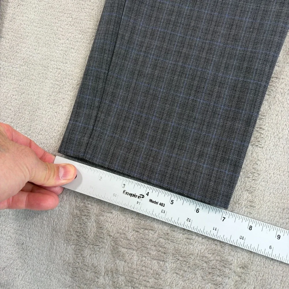 Banana Republic Slim‎ Tapered Fit Trouser Pants in Grey Plaid Men 36x33 Preppy